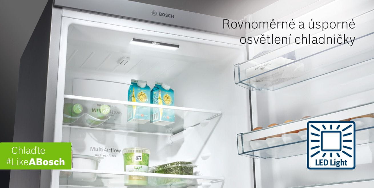 Kombinovaná chladnička Bosch KGN392ICF LED osvetlenie