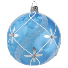 Decor By Glassor Vianočné sklenená guľa svetlo modrá