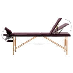 Petromila vidaXL Skladací masážny stôl, 3 zóny, drevo, vínovo fialový