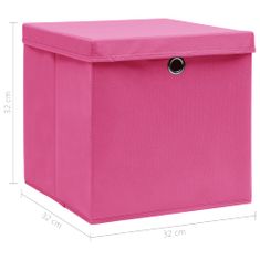 Greatstore Úložné boxy s vrchnákmi 4 ks ružové 32x32x32 cm látkové