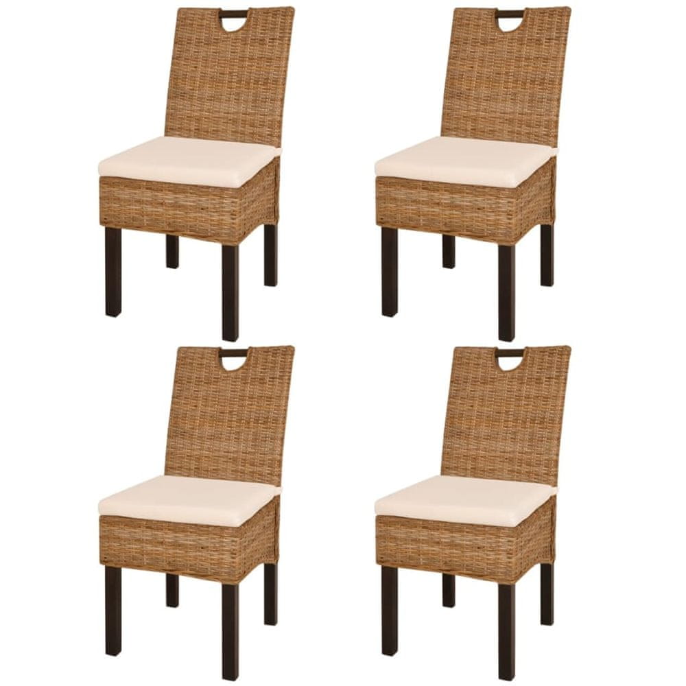 Petromila vidaXL Jedálenské stoličky, 4 ks, ratan kubu a mangové drevo