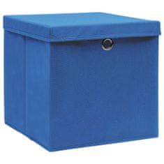 shumee Úložné boxy s vekom 10 ks, 28x28x28 cm, modré