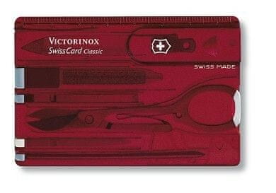 Victorinox 0.7100.T SwissCard Ruby vreckový nôž, červená transparentná, 10 funkcií