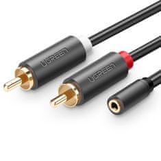 Ugreen AV102 audio kábel 3.5mm mini jack / 2RCA F/M 25cm, sivý