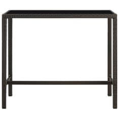 Petromila vidaXL Záhradný barový stôl hnedý 130x60x110 cm polyratan a sklo