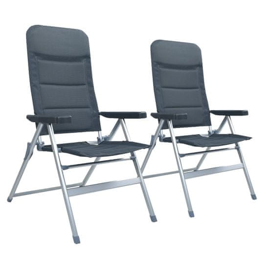 Vidaxl Sklápacie záhradné stoličky 2 ks, hliník, sivé
