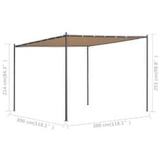 Vidaxl Altánok so zošikmenou strieškou 300x300x251 cm béžový 180 g/m2