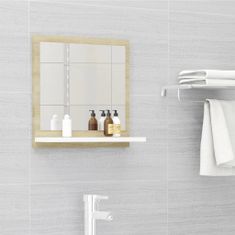 Vidaxl Kúpeľňové zrkadlo, biele a sonoma 40x10,5x37 cm, drevotrieska
