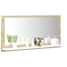 Vidaxl Kúpeľňové zrkadlo, biele a sonoma 80x10,5x37 cm, drevotrieska