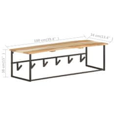 Vidaxl Vešiak so živou hranou 100x34x38 cm masívne akáciové drevo