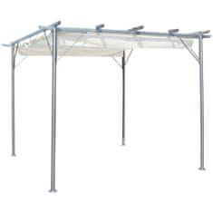 Vidaxl Oceľová pergola so zaťahovacou strechou, krémovo biela, 3x3 m