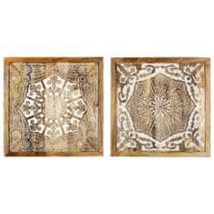 Vidaxl Ručne vyrezávané nástenné panely 2 ks masívne mangové drevo 60x60x2,5 cm