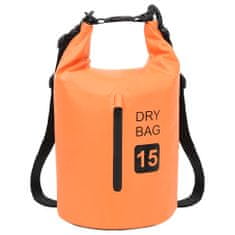 Vidaxl Suchá taška so zipsom oranžová 15 l PVC