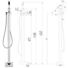 Vidaxl Voľne stojaca vaňová batéria 110 cm nehrdzavejúca oceľ