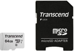 Transcend Micro SDXC 300S 64GB 95MB/s UHS-I U1 + SD adaptér (TS64GUSD300S-A)