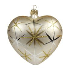 Decor By Glassor Vianočné srdce krémové s hviezdami (Veľkosť: 6)