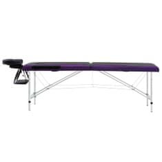 Petromila vidaXL Skladací masážny stôl, 2 zóny, hliník, čierno fialový