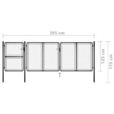 Vidaxl Záhradná brána, oceľ 125x395 cm, antracitová
