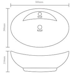 Vidaxl Luxusné umývadlo, prepad, matné čierne 58,5x39 cm, keramika