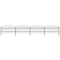 Vidaxl Záhradný plot s hrotmi, oceľ (0,75-1)x6,8 m, čierny