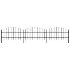 Vidaxl Záhradný plot s hrotmi, oceľ (0,75-1)x5,1 m, čierny