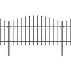 Vidaxl Záhradný plot s hrotmi, oceľ (1-1,25)x5,1 m, čierny