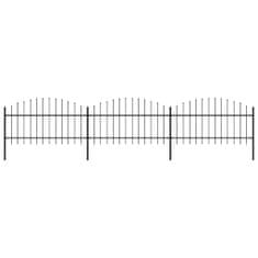 Vidaxl Záhradný plot s hrotmi, oceľ (1-1,25)x5,1 m, čierny