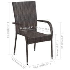 Vidaxl Stohovateľné vonkajšie stoličky 6 ks polyratan hnedé