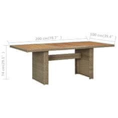 Petromila vidaXL Záhradný jedálenský stôl, hnedý 200x100x74 cm, polyratan