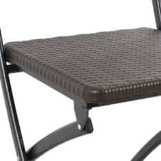 Petromila vidaXL Skladacie barové stoličky 2ks, HDPE+oceľ,hnedé, ratanový vzhľad