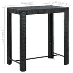 Petromila vidaXL Záhradný barový stolík čierny 100x60,5x110,5 cm polyratanový