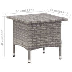 Petromila vidaXL Čajový stôl sivý 50x50x47 cm polyratanový