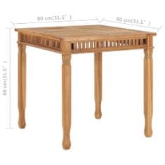 Petromila vidaXL Záhradný jedálenský stôl 80x80x80 cm tíkový masív