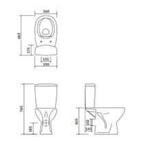 CERSANIT ARTECO - WC kombi + antibakteriálne sedátko s funkciou pomalého zatvárania, horizontálny odpad, K667-056