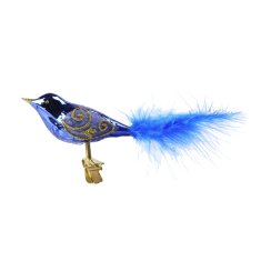 Decor By Glassor Sklenený vtáčik modrý
