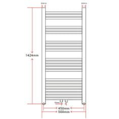 Vidaxl Rebríkový radiátor na centrálne vykurovanie, rovný 500x1424 mm