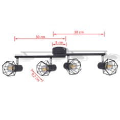 Petromila vidaXL Čierne bodové svetlo so 4 LED žiarovkami, industriálny štýl, drôtené