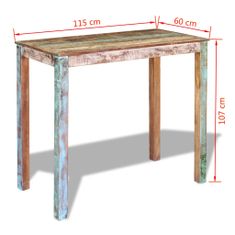 Petromila vidaXL Barový stôl, recyklovaný masív 115x60x107 cm