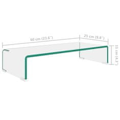 Vidaxl TV stojan/stojan pod monitor z priehľadného skla, 60x25x11 cm