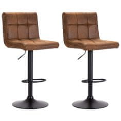 Vidaxl Barové stoličky 2 ks hnedé umelá semišová koža