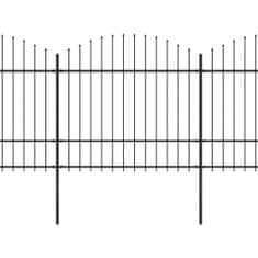 Vidaxl Záhradný plot s hrotmi, oceľ (1,5-1,75)x5,1 m, čierny