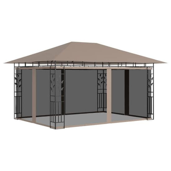 shumee Altánok so sieťou proti komárom 4x3x2,73 m sivohnedý 180 g/㎡