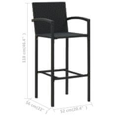 Petromila vidaXL Barové stoličky 2 ks čierne polyratan
