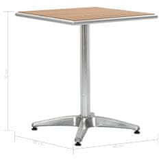 Petromila vidaXL Záhradný stôl, strieborný 60x60x70 cm, hliník a WPC