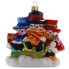 Decor By Glassor Vianočná figúrka tri snehuliačiky s darčekmi