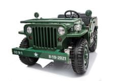 Beneo Elektrické autíčko USA ARMY 4X4, zelené, Trojmiestne, MP3 Prehrávač so vstupom USB/SD, Odpružené