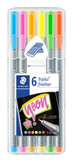 Staedtler Linery "Triplus 334 Neon", sada 6 farieb, 0,3 mm 334 SB6CS3