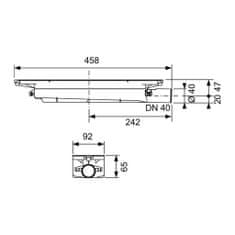 Tece TECEdrainprofile Sifón, s bočným odpadom DN40, montážna výška 65mm, 673001