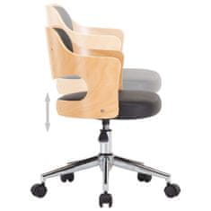 Vidaxl Otočná kancelárska stolička čierna ohýbané drevo a umelá koža