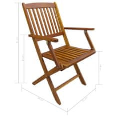 Vidaxl Skladacie vonkajšie stoličky 8 ks masívne akáciové drevo